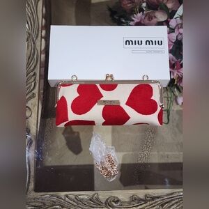 Miu Miu Red Heart Clutch Bag